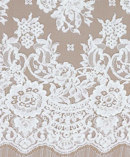 Rideau Florentin Noble En Tulle Brodé - Hauteur 145 Ou 175 Cm, Largeur 200-800 Cm - Couleur Ecru - Neuf